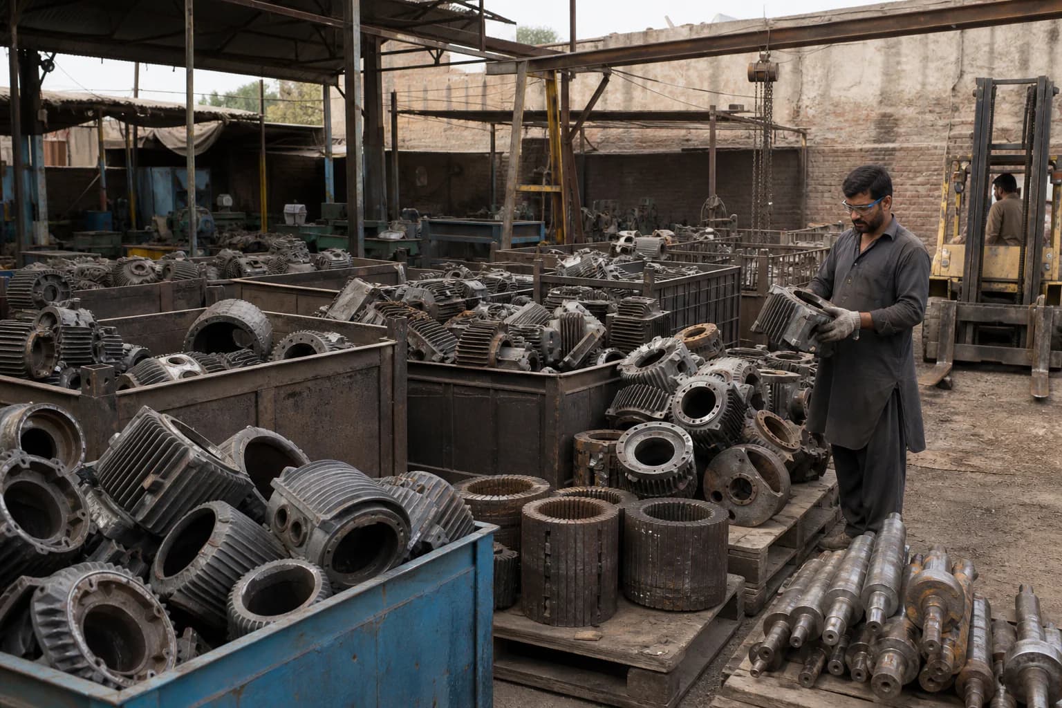 Ferrous electric-motor frames and casings separated for steel recovery